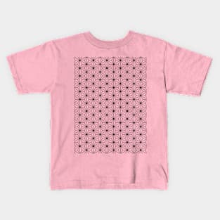 Black Japanese geometric Asanoha Pattern Kids T-Shirt